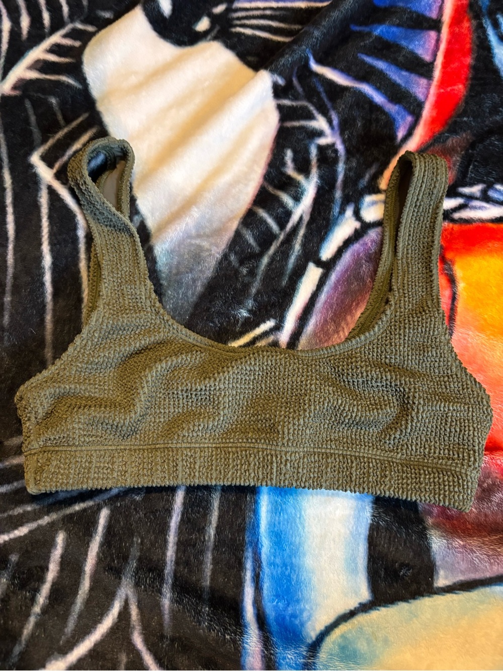 Good American Olive Green Knit Bralette